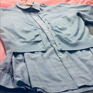 Van Heusen Blue Checkered Dress Shirt
